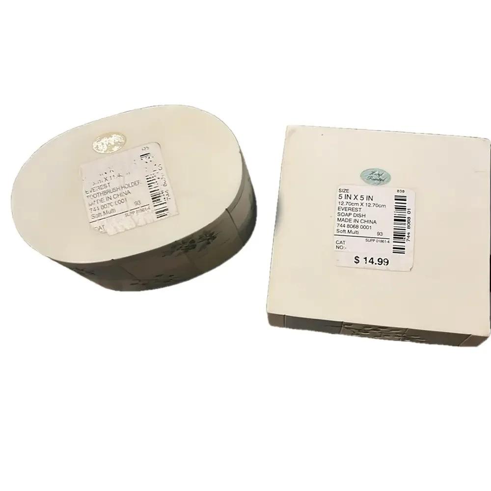Toothbrush and Soap Dish Bathroom Set, White Green